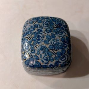 Vintage 22k gold hand painted jewelry box small antique